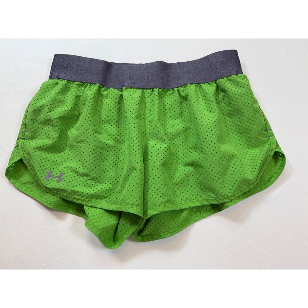 Under Armour HeatGear Green Running Shorts Semi-Fitted SM 10"  Lined (bin GG122)